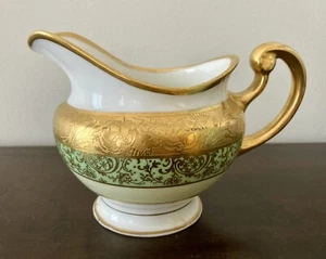 Bavaria Hutschenreuther Selb Bavaria Creamer verde pallido e oro incrostato 1929 - Foto 1 di 7