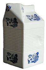 Blue willow pattern Milk carton shaped jug. Decorated with blue willow pattern