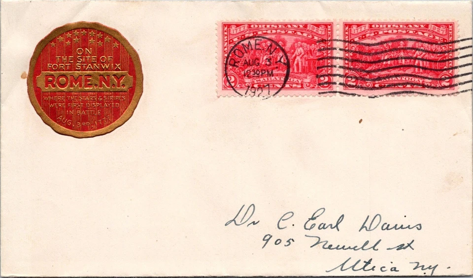 FDC 1927 SC #644 Gold/Red Cachet - Rome, Ny - Pair - J13709 - Image 1 of 2
