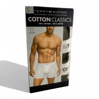 PACK de 5 calzoncillos boxer Tommy Hilfiger clásicos 100 % algodón negros/blancos tallas para hombre Foto 1 de 4