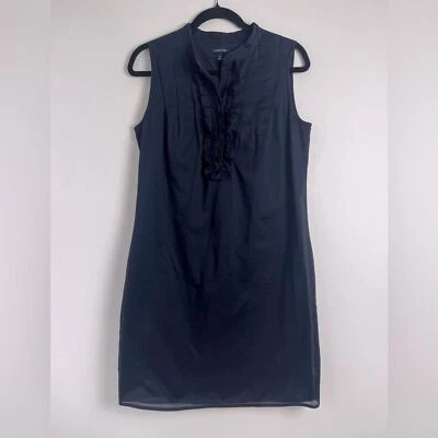 Vestido Pintuck Lands' End Azul Marino 100% Algodón Sin Mangas Costero Preppy Volantes Foto 1 de 4