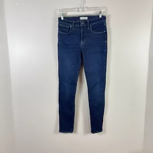Vaqueros de mezclilla de algodón ajustados para mujer Madewell talla 27 lavado oscuro 9" de altura media - Imagen 1 de 6