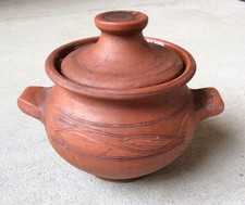 NEW Natural Clay Pot with Lid Handcrafted in Ukraine / Rare