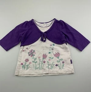 Girls size 00, Pumpkin Patch, embroidered purple & white long sleeve top, FUC - Picture 1 of 6