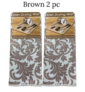 2 Pc Dish Drying Mat Microfiber Absorbent 15x20 Machine Washable Fast Drying - Picture 1 of 5