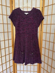 Style & Co Sweater Dress Purple Size Large Short Sleeve Pockets - Picture 1 of 5