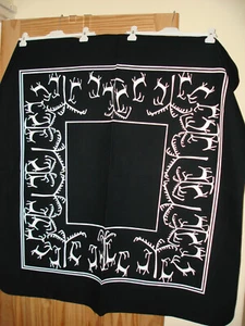 NEW rare TABLE COVER in pure thick COTTON in BLACK/WHITE trendy ABSTRACT PRINT - Picture 1 of 12
