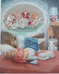 Vintage Sold Out Georgia Bulldogs Limited Edition Print Dreamy Dawg Days Boy - Picture 1 of 13