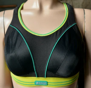 Shock Absorber Ultimate Run Sports Bra Training Running Gym Black Green 30 B 30B - Picture 1 of 8