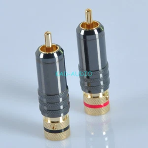 2pcs Gold Plated RCA Plug Male Screw Locking Audio/Video Grade Connector Amp - Picture 1 of 6