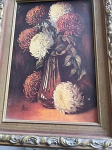 James Lee’s Tall Vintage Framed ‘ Bronze Mums Antique Print - Picture 1 of 8