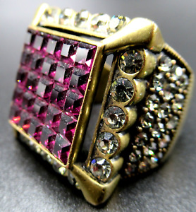 HEIDI DAUS Purple Invisibly Set Square Cut Crystal Ring Size 9.5