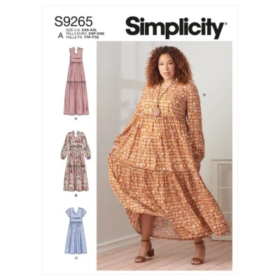 Simplicity Pattern 9265 Womens Tiered Dress in 3 Lengths Sizes XXS-XXL 4 - 26 - image 1 of 4