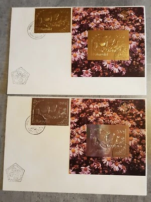 MONGOLIA 1993 NATURE CONSERVATION 2 FDC BLOCKS +STAMPS GOLD+SILVER PERF&IMPERF  - Image 1 of 2