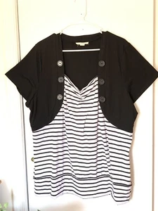Casual Top Plus Size Tag Says 2X  May Fit 3X  See⬇️Comfy Blouse Black, And White - Picture 1 of 5