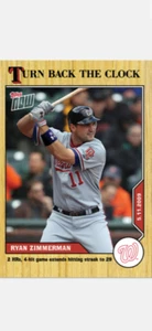 2020 TOPPS NOW TURN BACK THE CLOCK CARD NATIONALS RYAN ZIMMERMAN #42 2 HRs 29 HS - Picture 1 of 2
