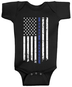 Threadrock Baby Honor & Respect Thin Blue Line Infant Bodysuit Flag - Picture 1 of 2
