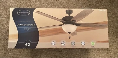 Ventilador de techo interior Harbor Breeze Cooperstown 62 pulgadas bronce LED con luz 5 aspas Foto 1 de 4
