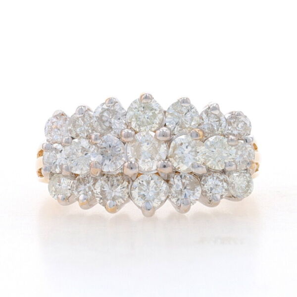 Yellow Gold Diamond Cluster Cocktail Ring - 14k Round Brilliant 3.00ctw