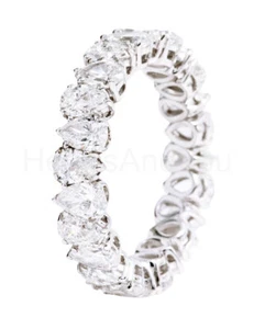 3ct Inverted Pear Simulated Diamond Eternity Wedding Band 14K White Gold Plated - Picture 1 of 7