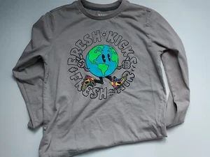 Old Navy Boys Shirt Youth Medium 8 Fresh Kicks Fresh Air Earth Tan Long Sleeve - Picture 1 of 3