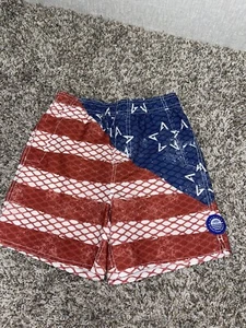 Youth boys Small AFTCO boat swim trunks red white blue stars stripes lined - Picture 1 of 4