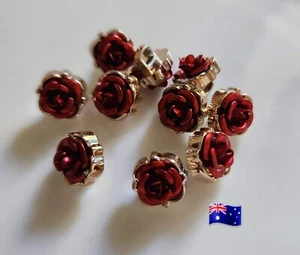 10pcs 10mm Red Rose Gold Setting Acrylic Shank Buttons - Picture 1 of 1