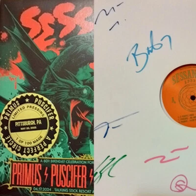 Primus / Puscifer / A Perfect Circle – Sessanta Signed 4xLP White Vinyl Pittsbur - Image 1 of 4