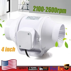 4" 530 CFM Exhaust Inline Duct Fan,2100-2600rpm Speed Blower Kit High Efficiency - Picture 1 of 24