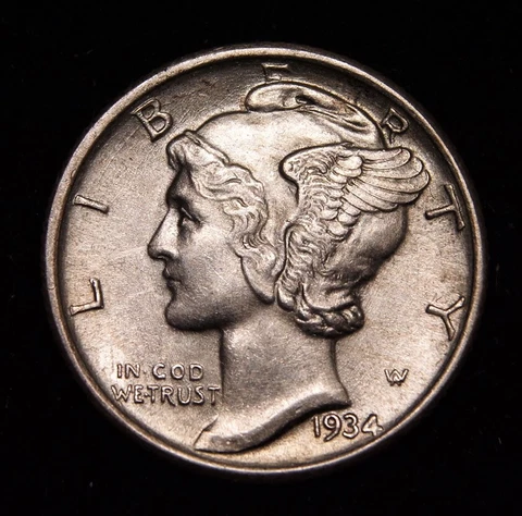 1934 Mercury Dime  Full Split Bands Cover