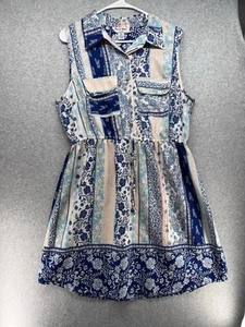 Sassy Doll Womens Dress Size 2X Multicolor Floral Blue Short Wide Straps Pockets - Picture 1 of 9