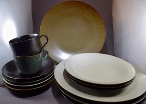 LOT LINDT STYMEIST CRAFTWORKS DINNER PLATES CUPS SALAD ACORN IVORY EBONY GREEN - Picture 1 of 11