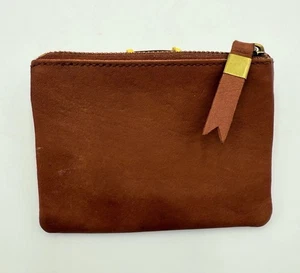 Madewell The Leather Pouch Zip Geldbörse Clutch Braun 100% Leder Neu mit Etikett - Bild 1 von 11