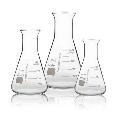 Wholesale 50ml - 2000ml Transparent Erlenmeyer Flask Chemistry Lab Glassware CA - Image 1 of 4