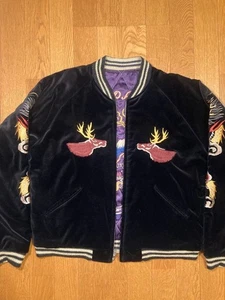 Tailor Toyo Souvenir Jacket M Black Velveteen Velour Sukajan Vintage - Picture 1 of 17