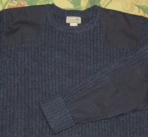 LL BEAN Blue Merino Lambswool Commando Sweater XL Tall - Picture 1 of 4