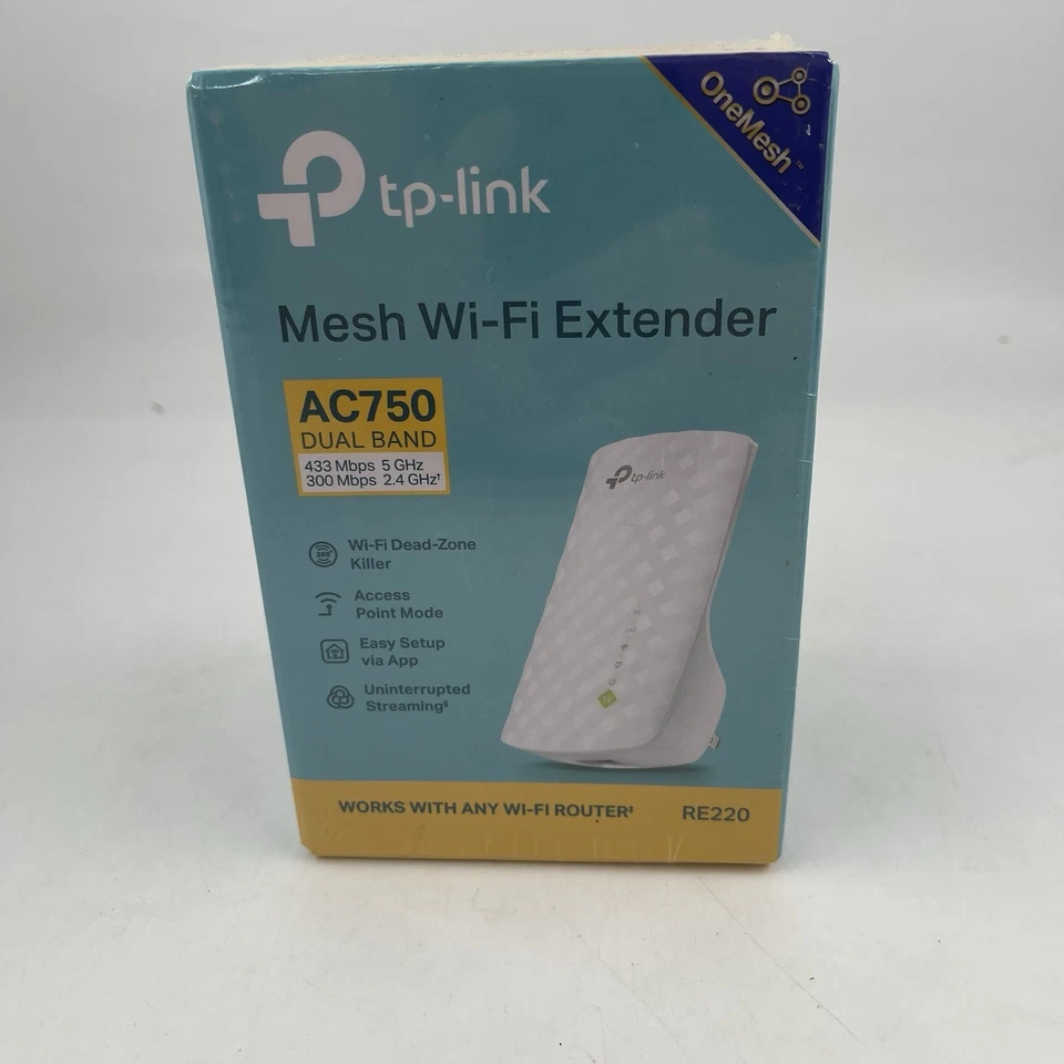 TP-Link Mesh WIFi Extender AC750 Dual Band - Model RE220 - Image 1 of 4