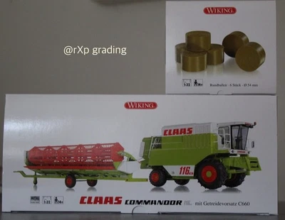 🔥 Neu Wiking 1:32 -Claas Commanoor 116cs mit Getreidevorsatz &Rundballen NEU🔥 - Bild 1 von 4