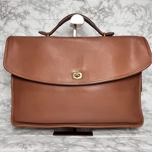 OLD COACH Businesstasche braun Leder Damen Top Henkeltasche Unisex Drehverschluss - Bild 1 von 24