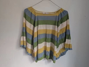 MNG Blue Green Yellow Wide Sleeve Jumper Size L (T20) - Picture 1 of 7