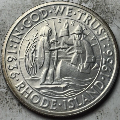1936 Rhode Island 50c Commemorative Half Dollar. Attractive UNC Details, Cleaned - Image 1 of 2
