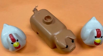 Lego Duplo Pig  2 Chickens Brick Block Action Figure Vintage 1979 70s - Image 1 of 4