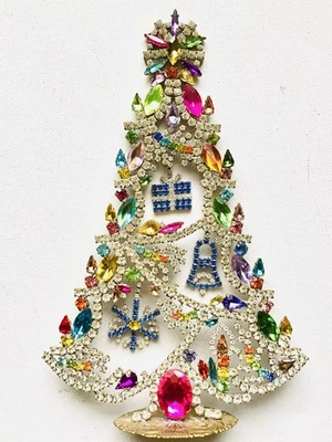 SOPORTE DE ÁRBOL DE NAVIDAD DE DIAMANTES DE IMITACIÓN JOYERÍA ANTIGUA DECORACIÓN DE JOYAS - Imagen 1 de 4