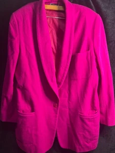 Vintage Emily Daniell Fuchsia Wool Blazer Coat Size 14 – Made in USA – For Craft - Picture 1 of 6