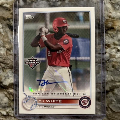 T.J. WHITE 2022 Topps Pro Debut #PD-191 Autograph Auto Washington Nationals - Image 1 of 2