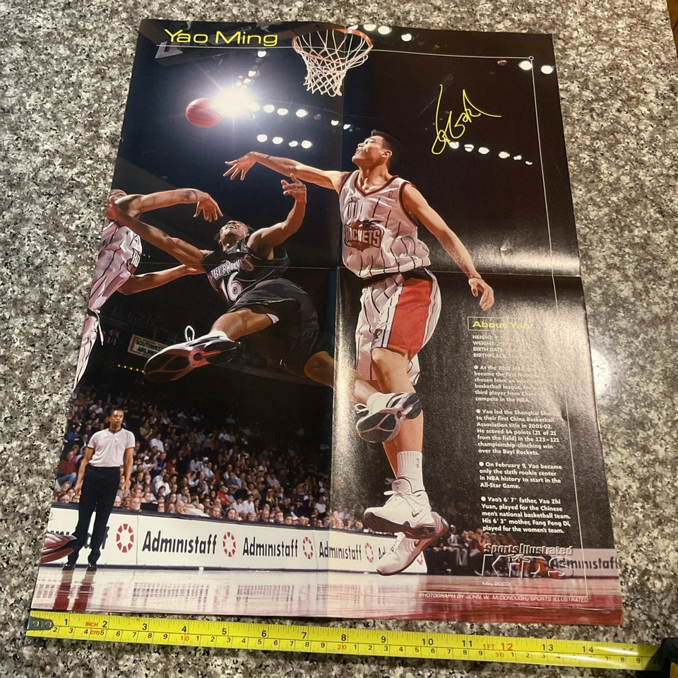 YAO MING 新秀 SI 儿童 JUMBO 海报 #1 PICK HOUSTON ROCKETS 中国 — 第 1/4 张图片