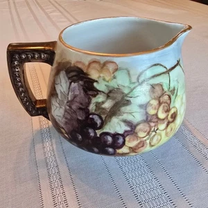 Antique Jean Pouyat Limoges Hand Painted Cider Pitcher Porcelain France SIGNED  - Picture 1 of 10