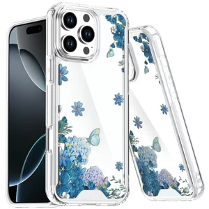For iPhone 16 PRO MAX Case Cute Design on Clear TPU Phone Cover + Tempered Glass - Picture 1 of 27