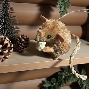 Bristle Straw Mouse Ornaments With Jute Twine Burlap Natural - Picture 1 of 1