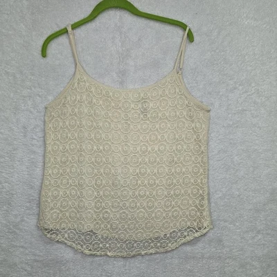 Camiseta sin mangas FCNY para mujer color crema sin mangas encaje camisola talla L correas de espagueti Foto 1 de 4